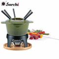 Enameled cast iron Chocolate Fondue Set with forks